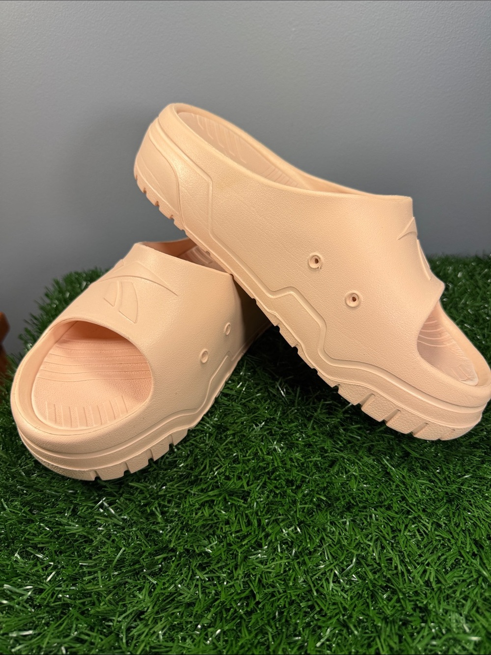 Reebok Women's Peach Slide Sandals with Chunky Sole